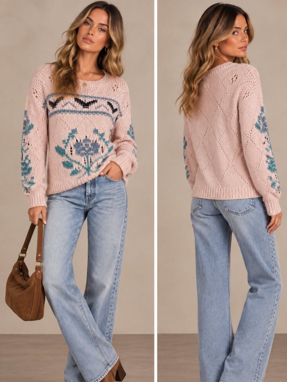 Coach Pointelle Crew Neck Knit Sweater Size Small